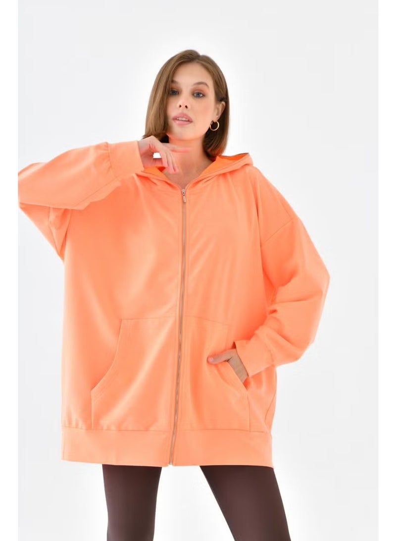 Garmi Ftz Women Zippered Sweat N.orange - Image 3